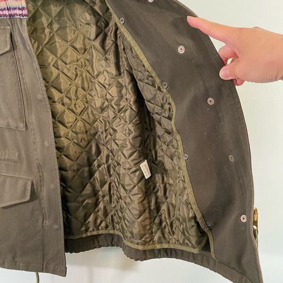 DAMA Collection Women's Green Fair Isle Knit Collar Quilted Lined Jacket - Picture 7 of 12